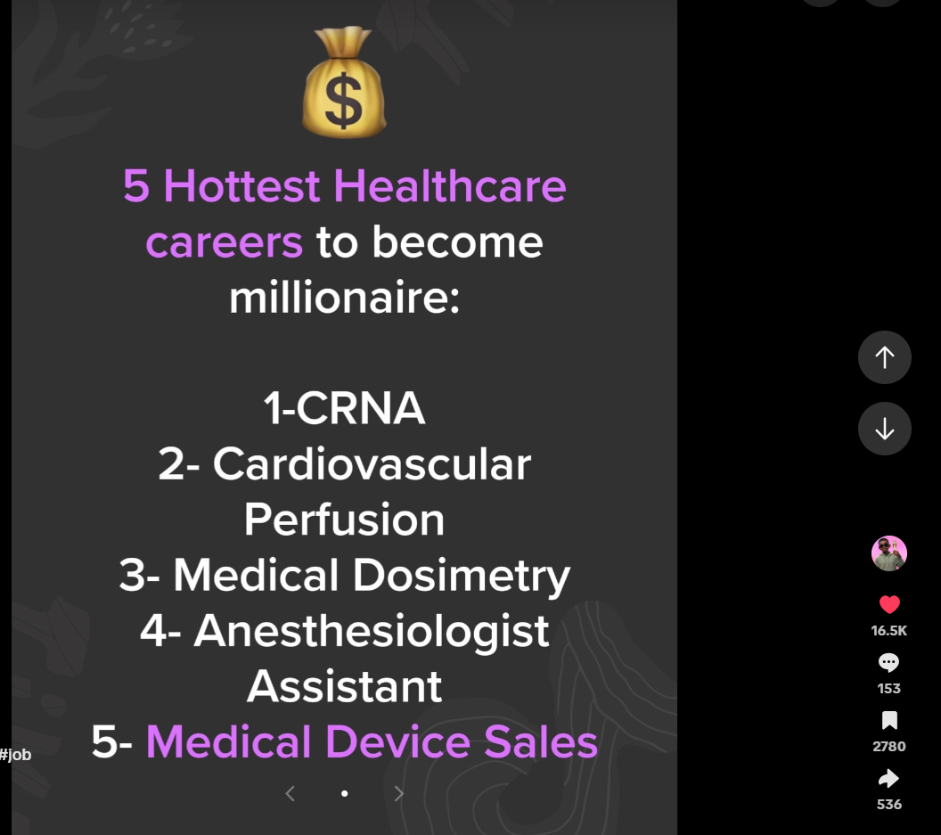 Screenshot of the original viral healthcare careers post
